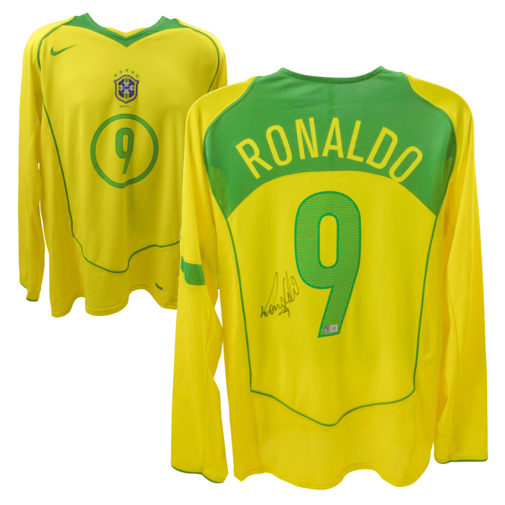 Ronaldo Nazario Signed Brazil National Team Official Soccer Jersey – Beckett COA