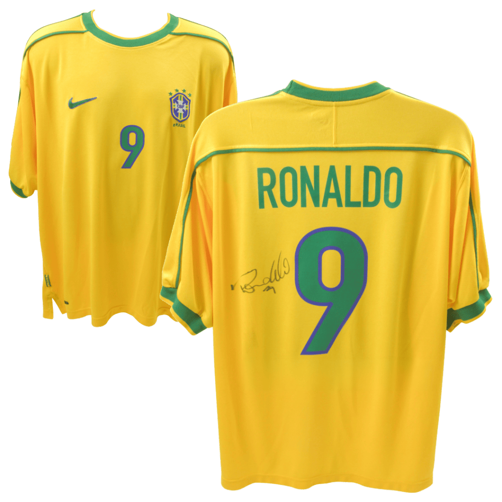 Ronaldo Nazario Signed Brazil National Home Official Soccer Jersey – Beckett COA