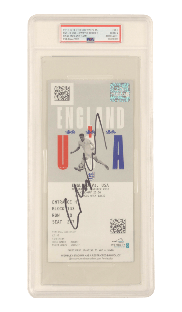 Wayne Rooney Signed 2018 Soccer Ticket Final England Game – PSA 2 / AUTO AUTH