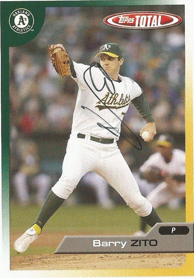 Athletics Barry Zito Authentic Signed Card 2005 Topps Total #530 w/ COA