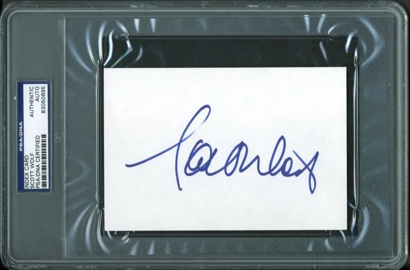 Scott Wolf Authentic Signed 4X6 Index Card Autographed PSA/DNA Slabbed