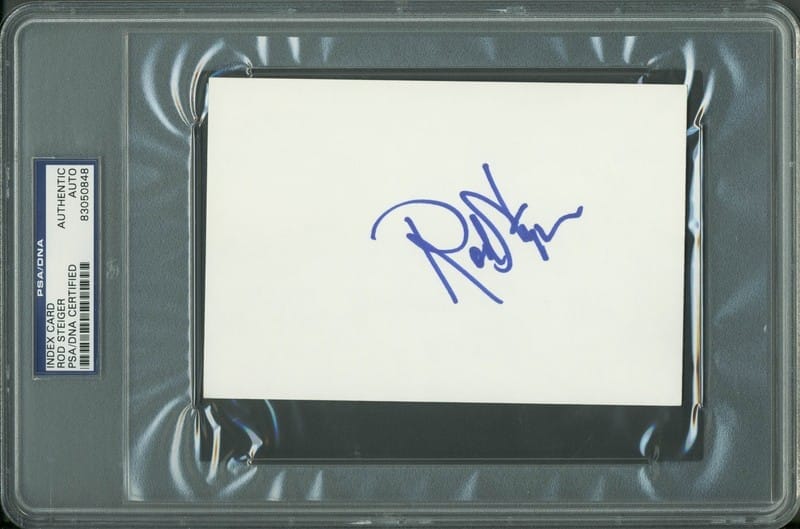 Rod Steiger Authentic Signed 4×6 Index Card Autographed PSA/DNA Slabbed 2