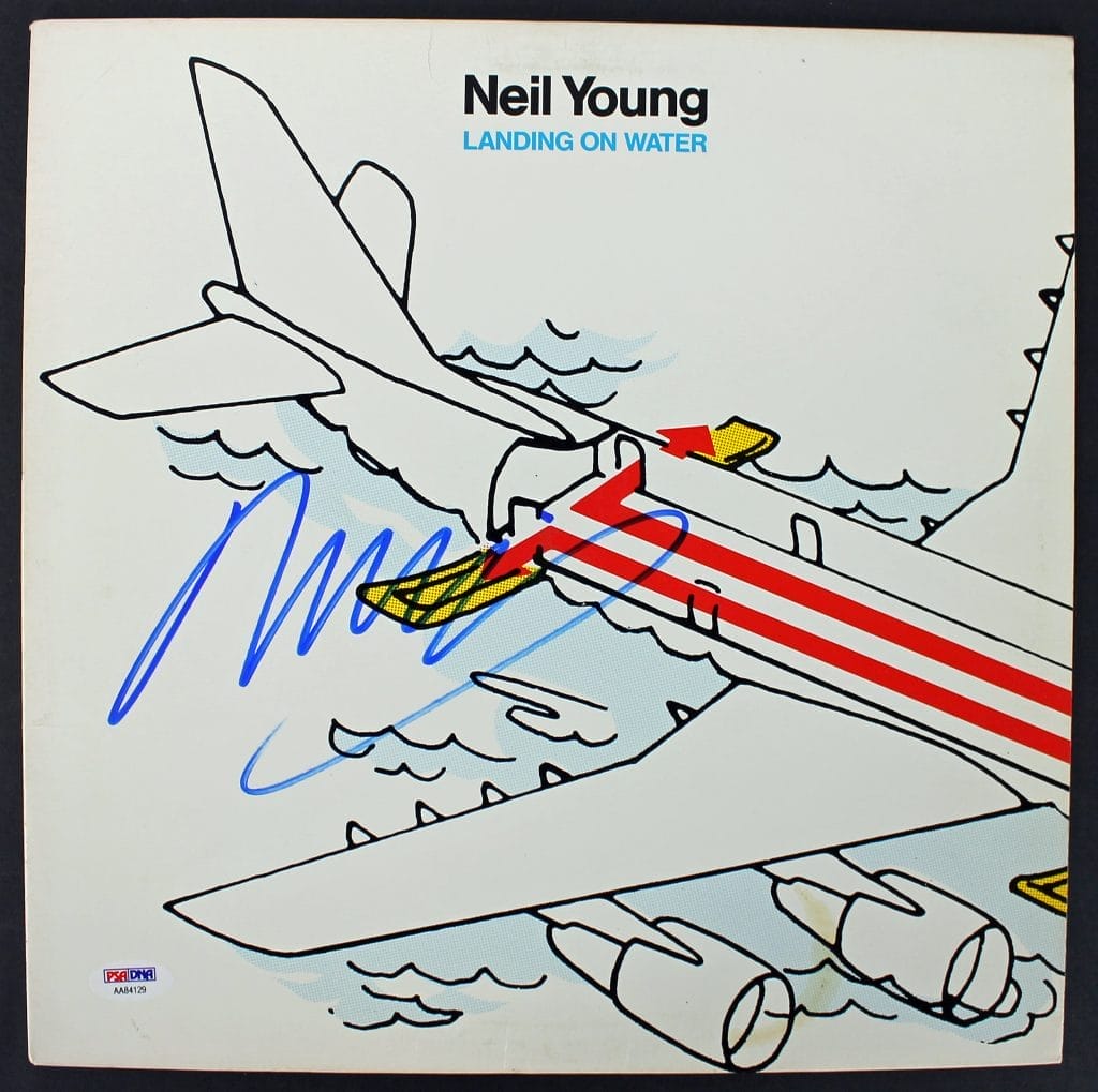 Neil Young Authentic Signed Landing On Water Album Cover PSA/DNA #AA84129