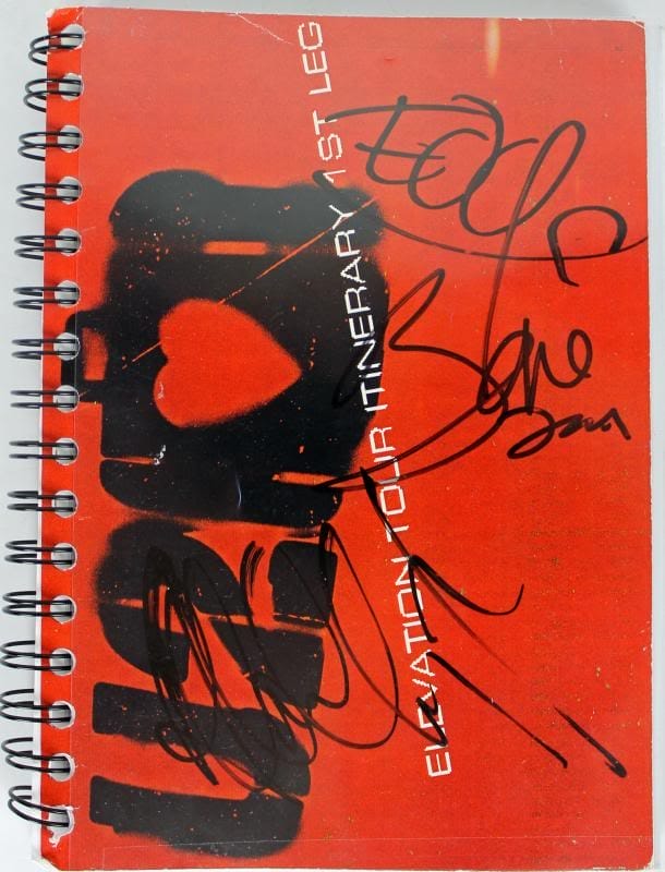 U2 Band (3) Bono, The Edge & Adam Clayton Signed Elevation Tour Book PSA #U03972