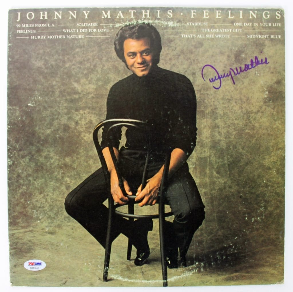Johnny Mathis Authentic Signed Feelings Album Cover Autographed PSA/DNA #AB43033