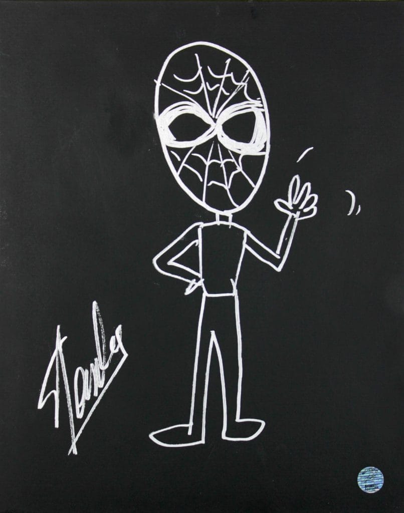 Stan Lee Authentic Signed 16×20 Canvas w/ Spider-man Sketch PSA/DNA #W00383
