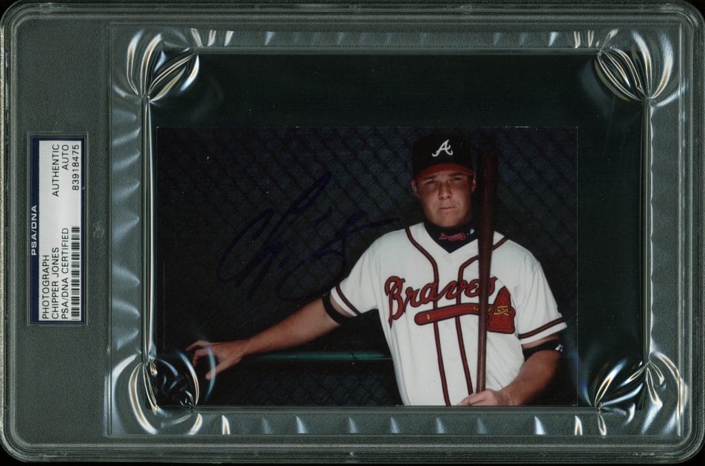 Braves Chipper Jones Authentic Signed 4×6 Autographed PSA/DNA Slabbed