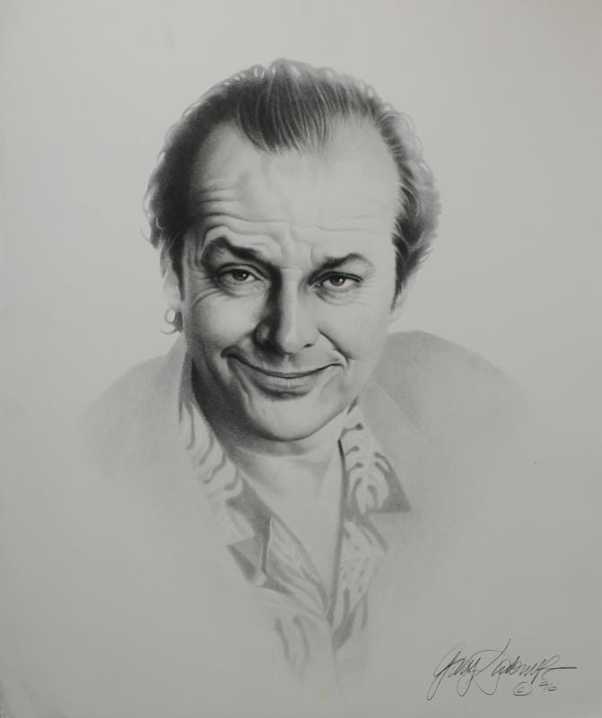 Gary Saderup Pencil Drawing Lithograph Of Jack Nicholson (1995)
