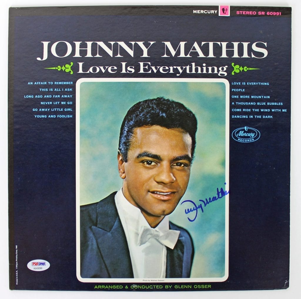 Johnny Mathis Authentic Signed Love Is Everything Album Cover PSA/DNA #AB43090