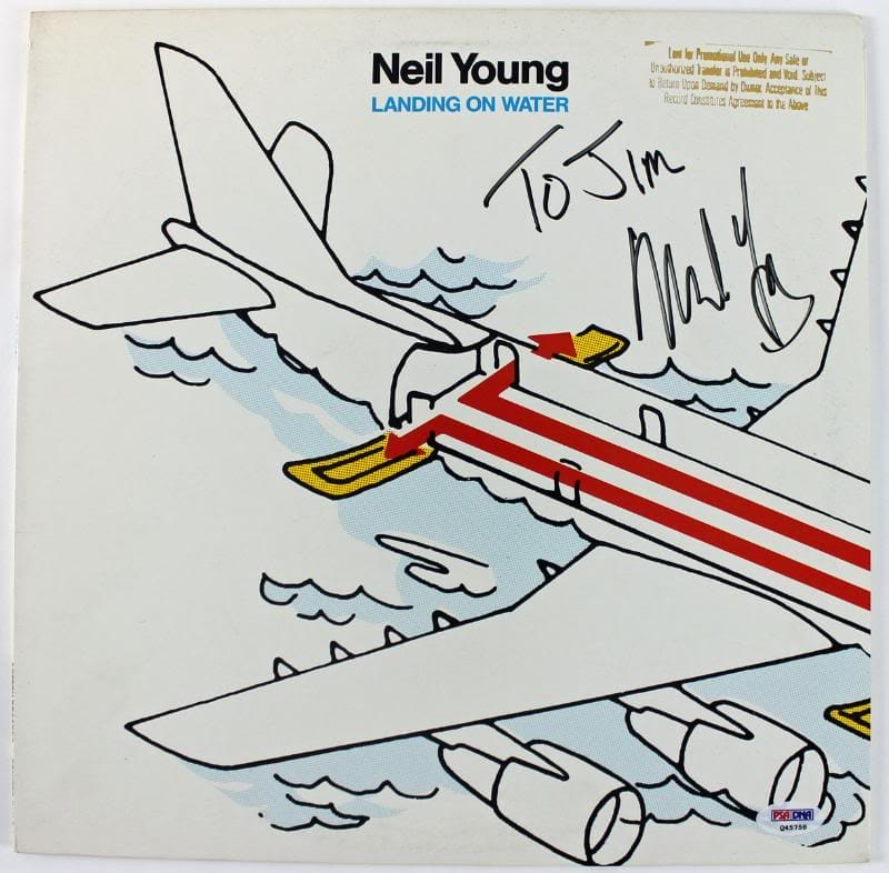 Neil Young Landing On Water Signed Album Cover W/ Vinyl PSA/DNA #Q45758