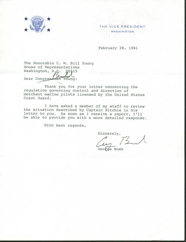 George H.W. Bush Authentic Signed 1981 Letter As Vp W/ Darvick COA & PSA #X03389