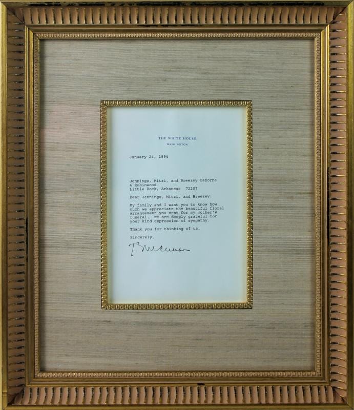 Bill Clinton Authentic Signed 1994 White House Letter Framed PSA/DNA #W03179