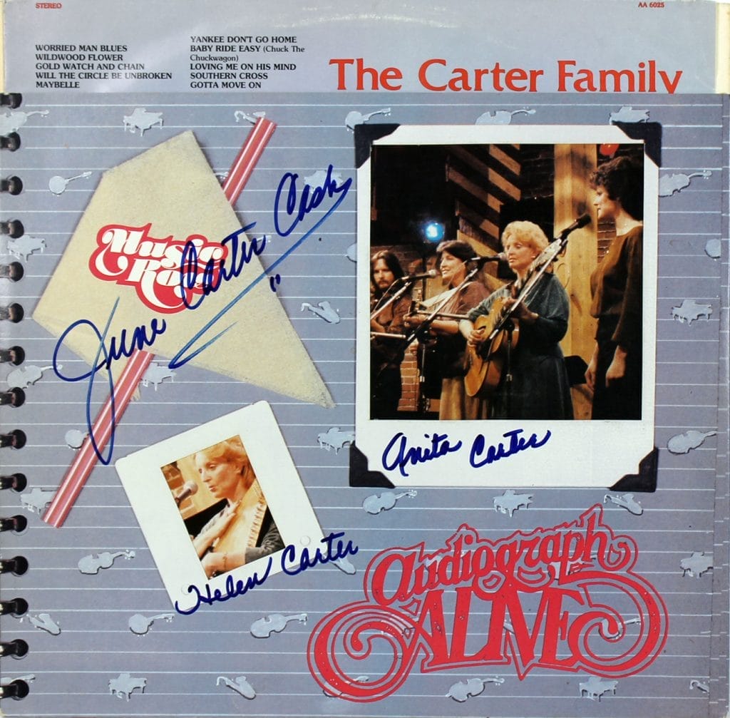 The Carter Family (3) June C. Cash, Helen & Anita Signed Album Cover W Vinyl BAS