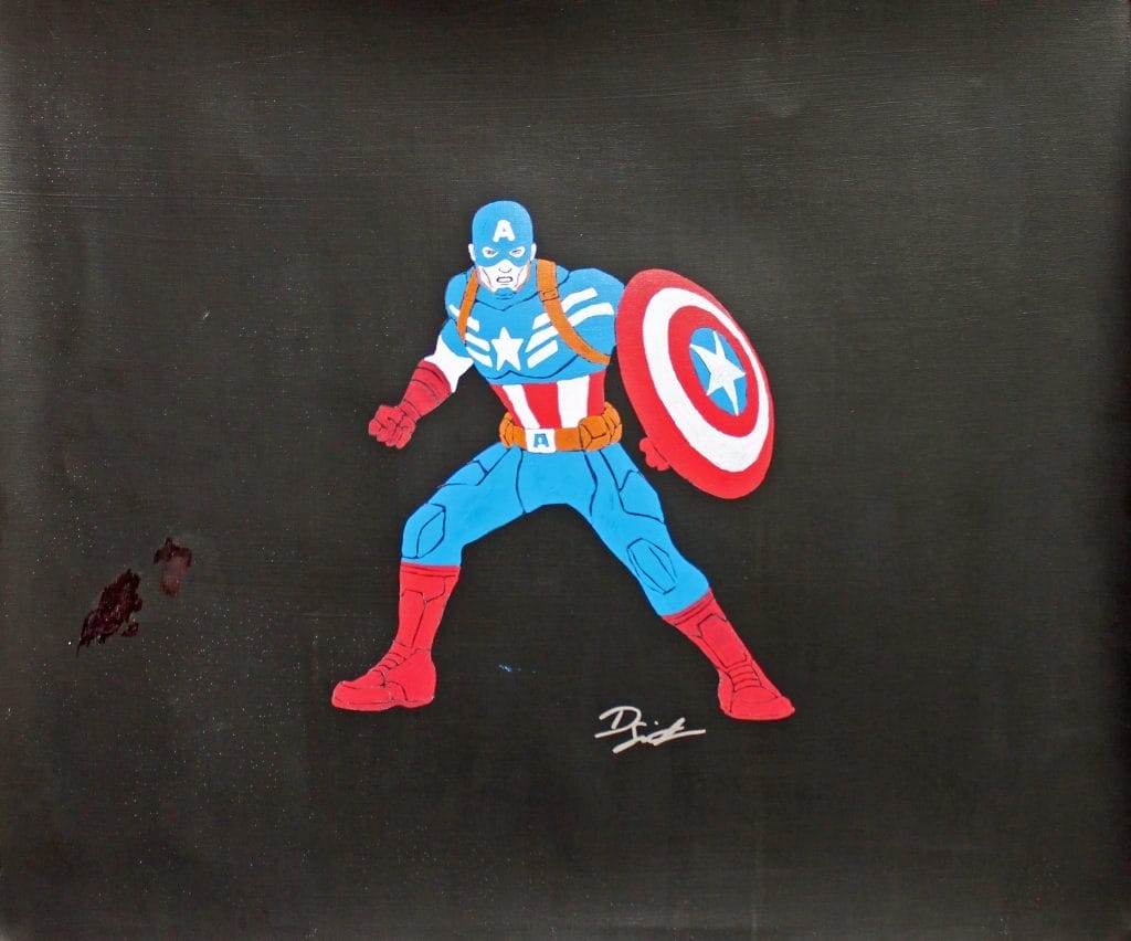 Dietrich O. Smith Signed 20×24 Original Hand Drawn Captain America Sketch Canvas
