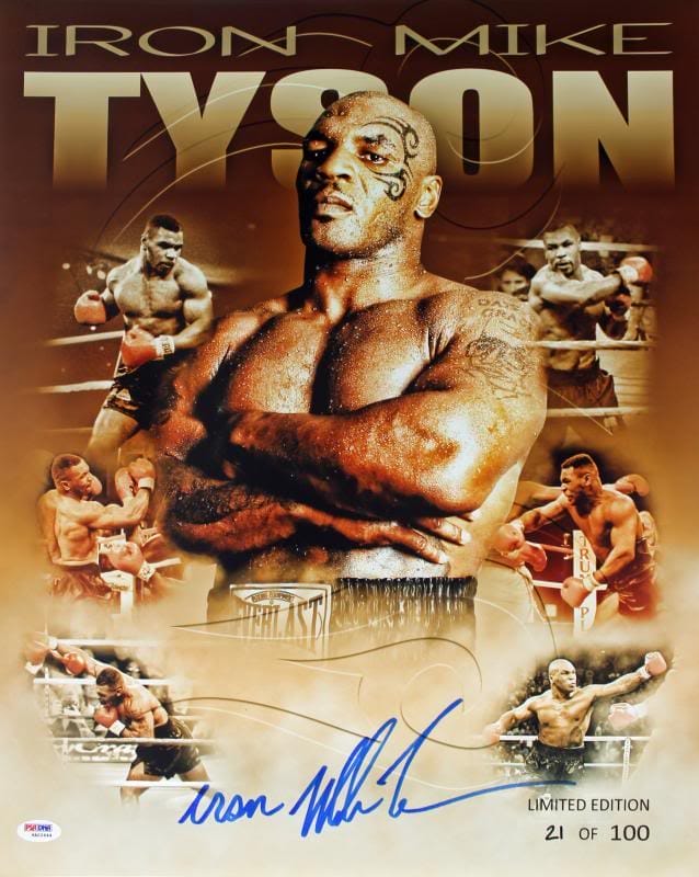 Iron’ Mike Tyson Signed Authentic 16X20 Ltd Ed. Collage Photo PSA/DNA ITP