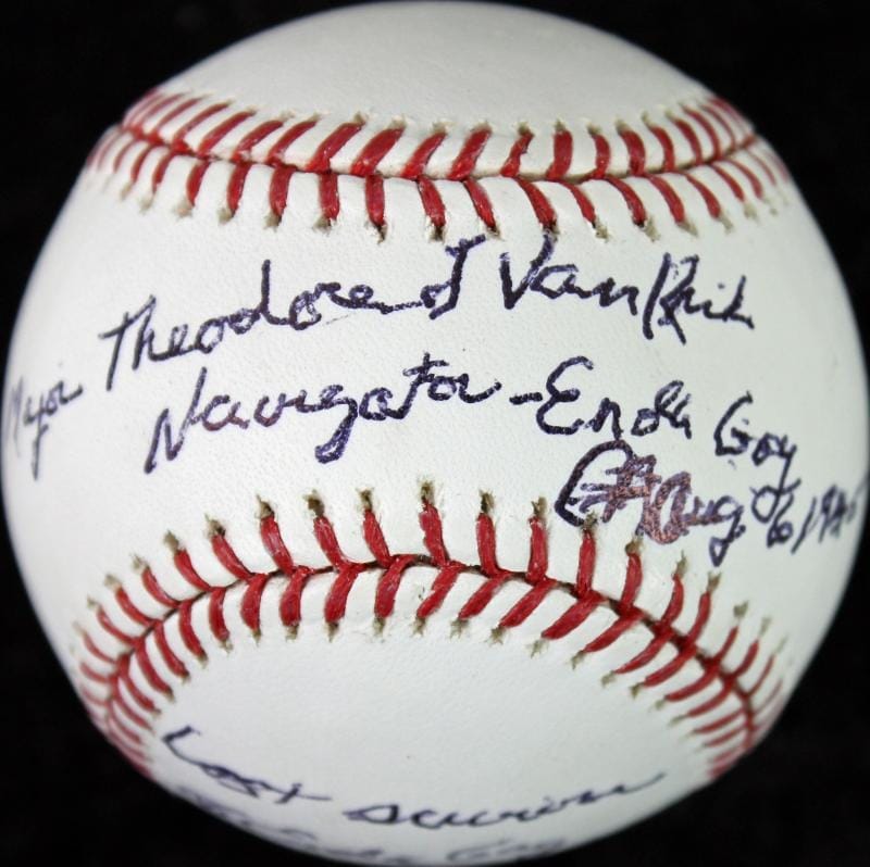 Theodore Van Kirk – Navigator Enola Gay Crew Signed OML Baseball JSA #I30597