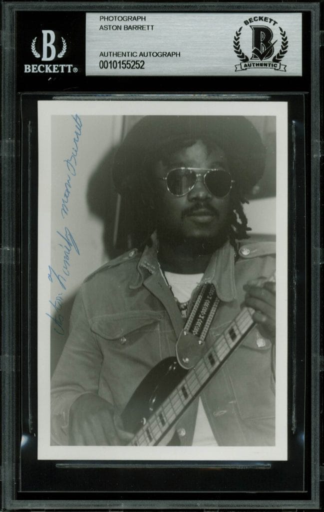 Aston Barrett The Wailers Band Signed 3.5×5 Black & White Photo BAS Slabbed