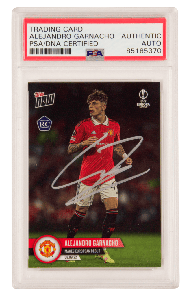Alejandro Garnacho Signed Topps Now Debut Rookie Soccer Card – PSA Authentic