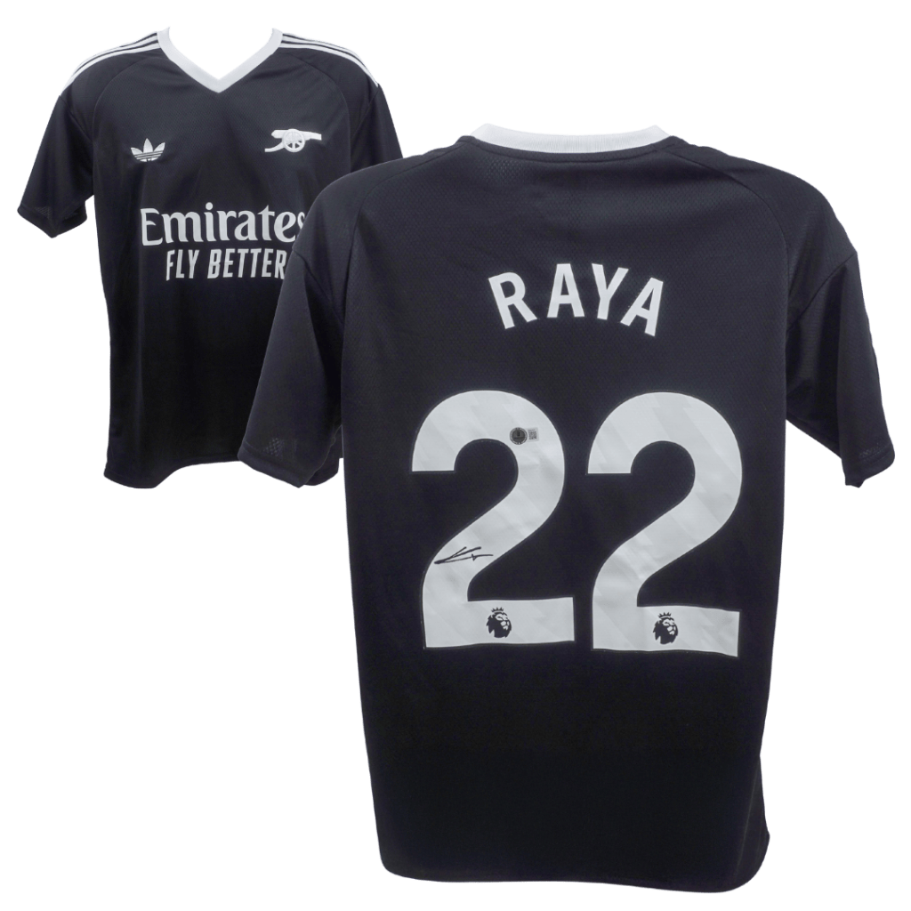 David Raya Signed Arsenal Away Black Adidas Soccer Jersey #22 – Beckett COA