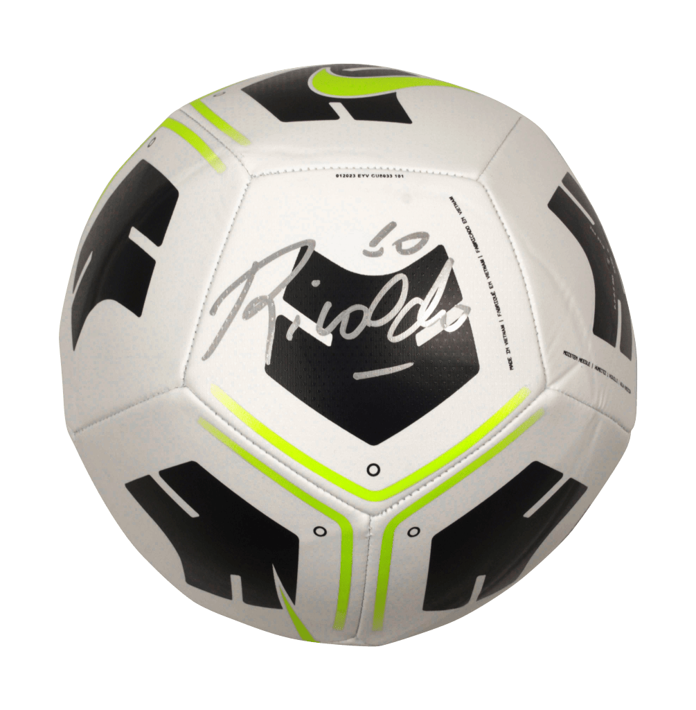 Rivaldo Signed Nike White Soccer Ball #10 – Beckett COA