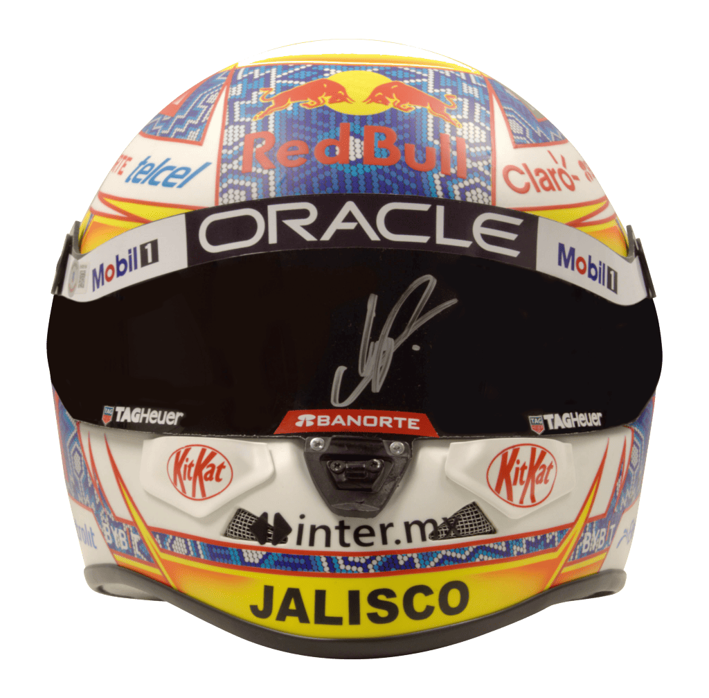 Sergio Perez Signed 2024 RedBull Formula 1 Racing Helmet 1:2 SCALE – Beckett COA