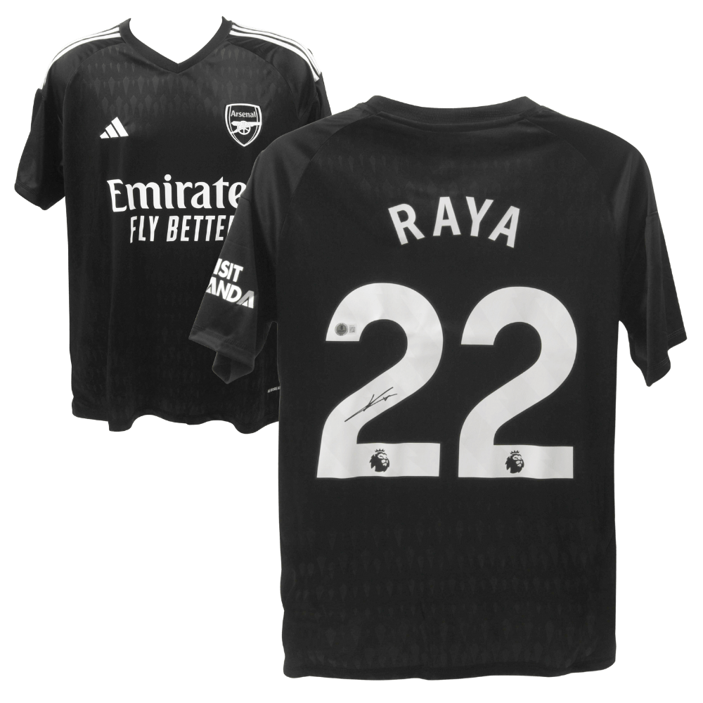 David Raya Signed Arsenal Away Black Adidas Soccer Jersey #22 – Beckett COA