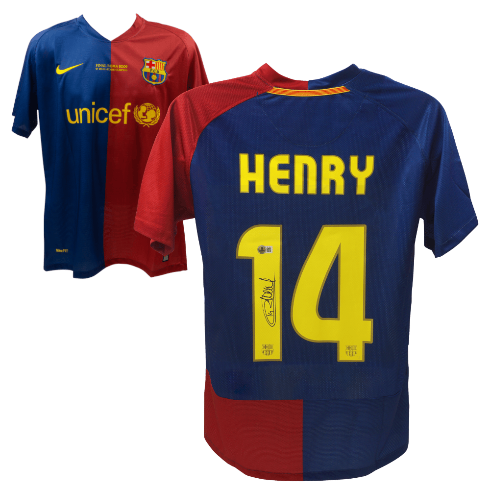 Thierry Henry Signed FC Barcelona 2009 UCL Final Soccer Jersey #14 – BECKETT COA