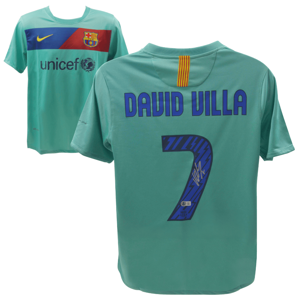 David Villa Signed Barcelona Away Soccer Jersey #7 – BECKETT COA