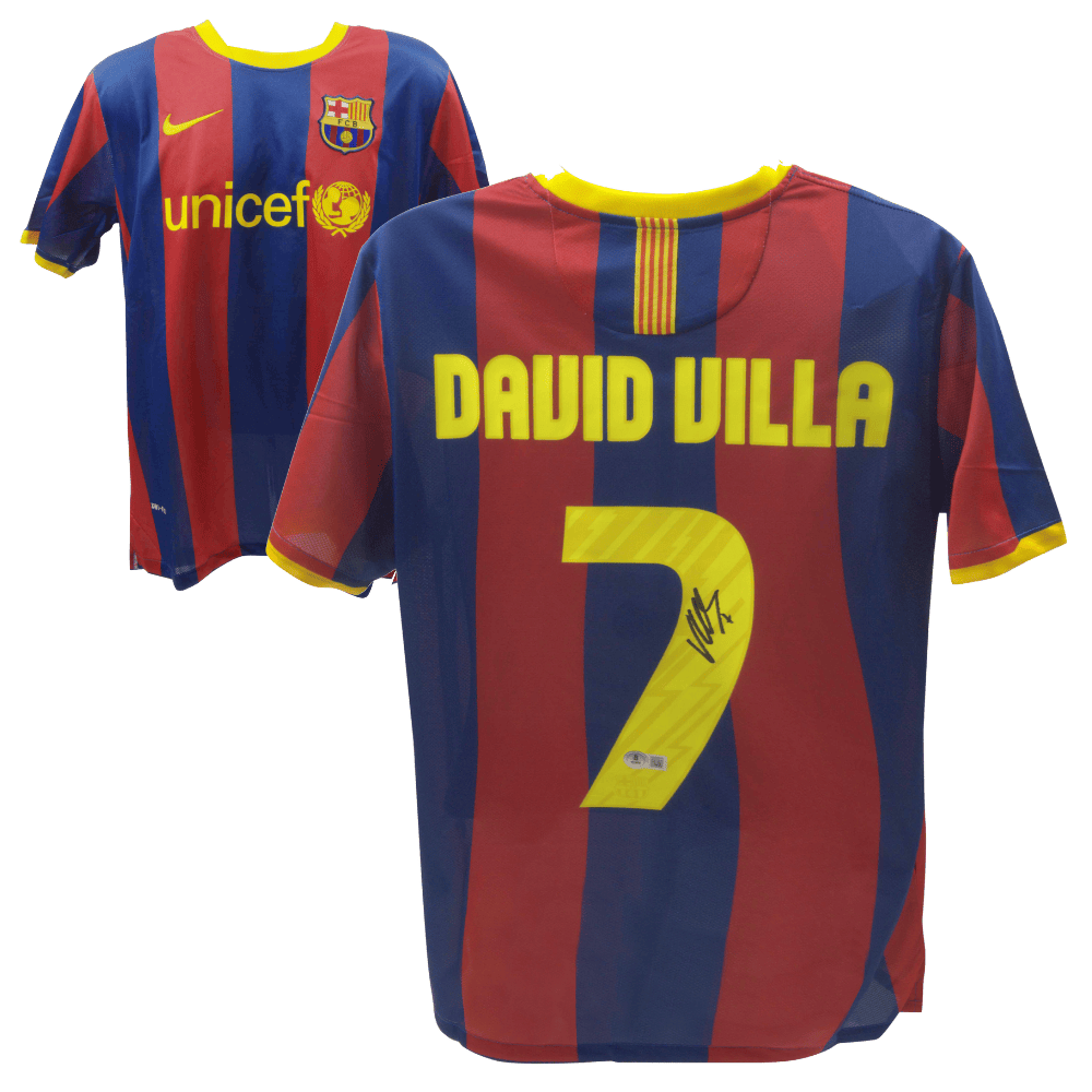 David Villa Signed Barcelona Home Soccer Jersey #7 – BECKETT COA