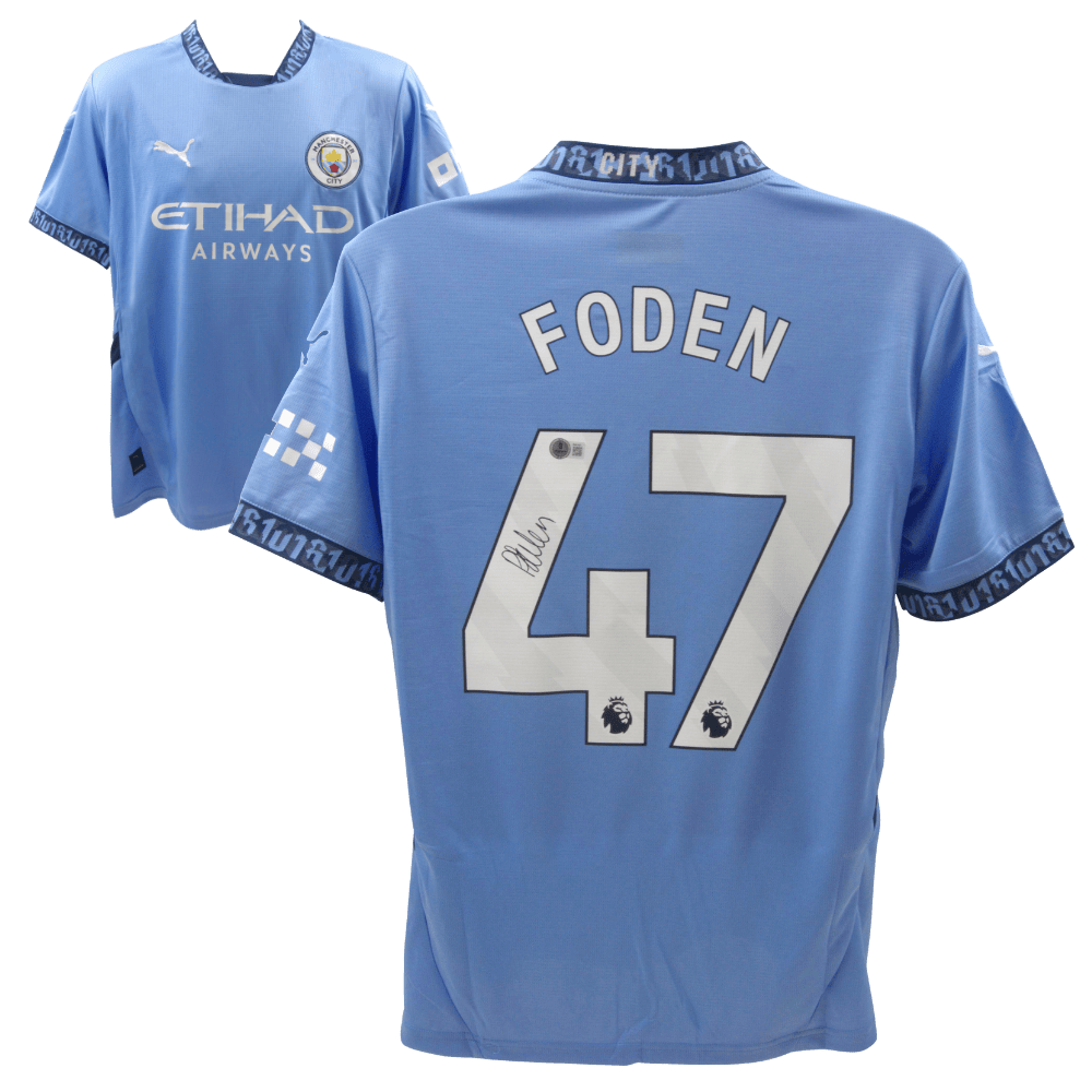 Phil Foden Signed Manchester City Home Soccer Jersey #47 – Beckett COA