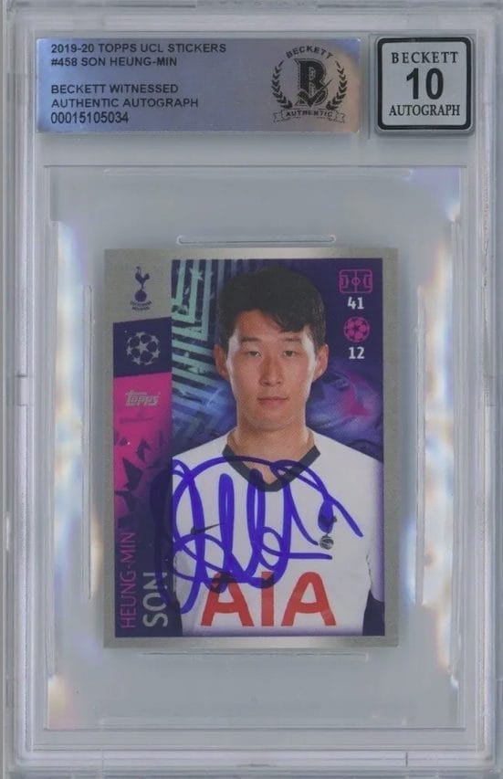 Son Heung-min Signed Topps UCL 2019 Sticker #458 – BGS 10