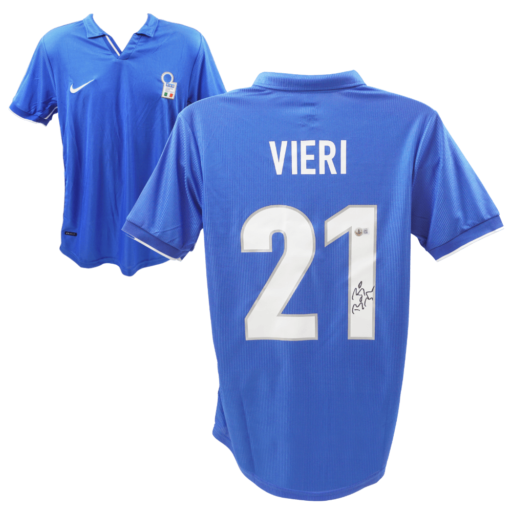 Christian Vieri Signed Italy FC Home Soccer Jersey #21 – BECKETT COA
