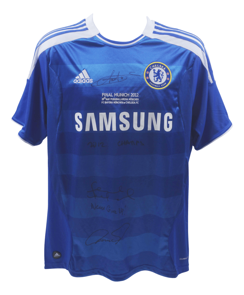 Lampard, Drogba & Torres Signed Chelsea UCL Final Jersey Inscribed – Beckett COA