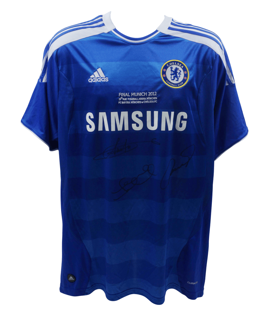 Lampard, Drogba & Torres Signed Chelsea 2012 UCL Final Jersey – Beckett COA