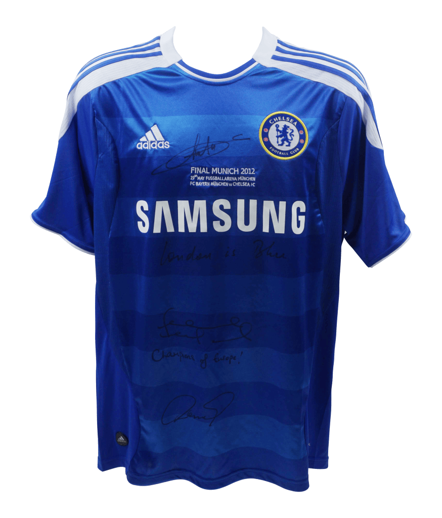 Lampard, Drogba & Torres Signed Chelsea UCL Final Jersey Inscribed – Beckett COA