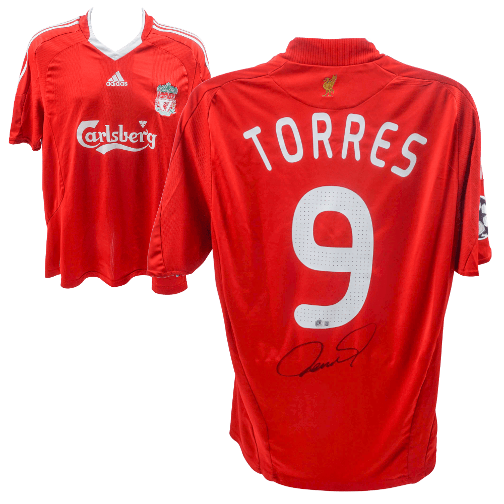 Fernando Torres Signed Official Liverpool Home UCL Soccer Jersey #9 – Beckett COA