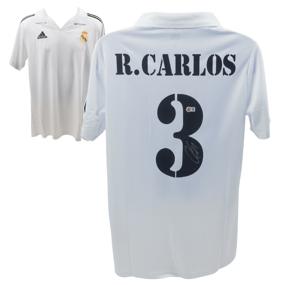 Roberto Carlos Signed Real Madrid Home Soccer Jersey #3 – Beckett COA