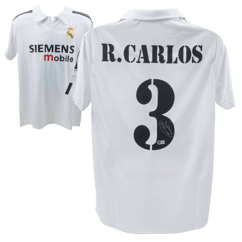 Roberto Carlos Signed Real Madrid Home Soccer Jersey #3 – Beckett COA