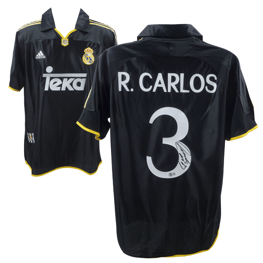 Roberto Carlos Signed Real Madrid Away Soccer Jersey #3 – Beckett COA