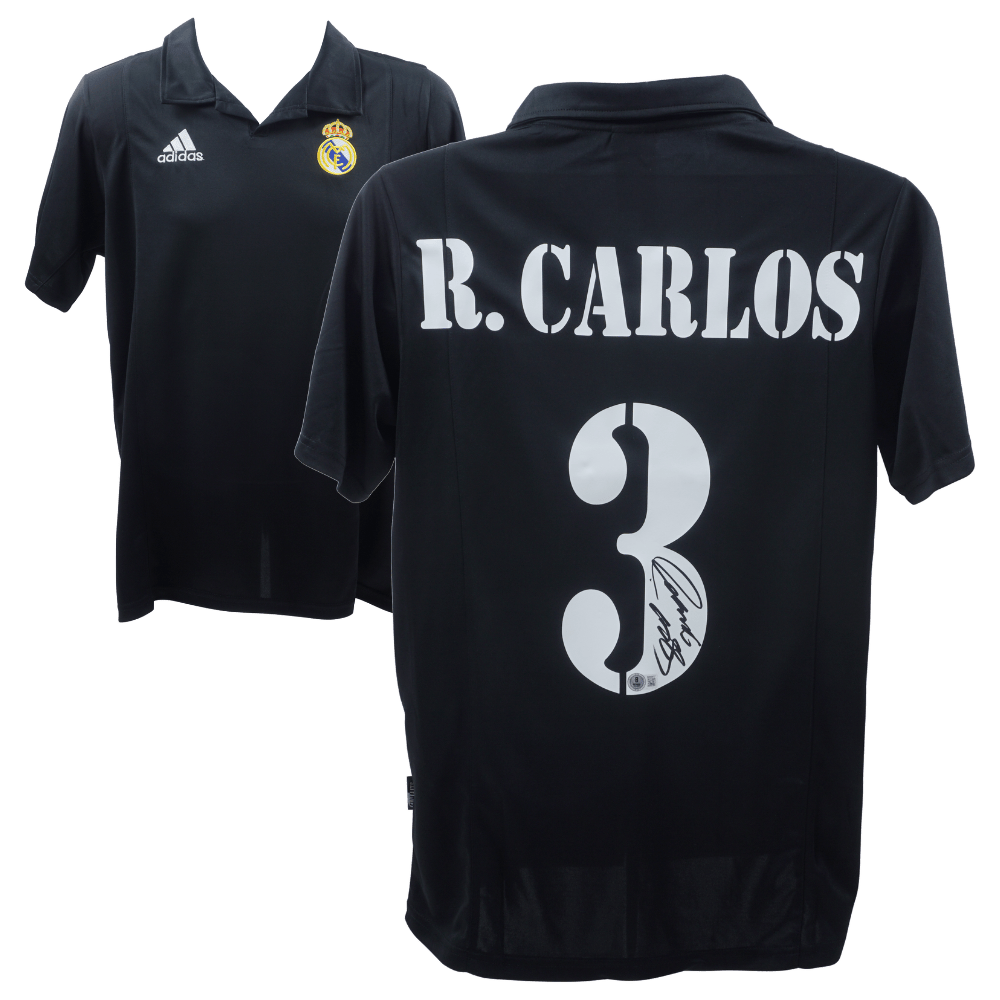 Roberto Carlos Signed Real Madrid Away Soccer Jersey #3 – Beckett COA