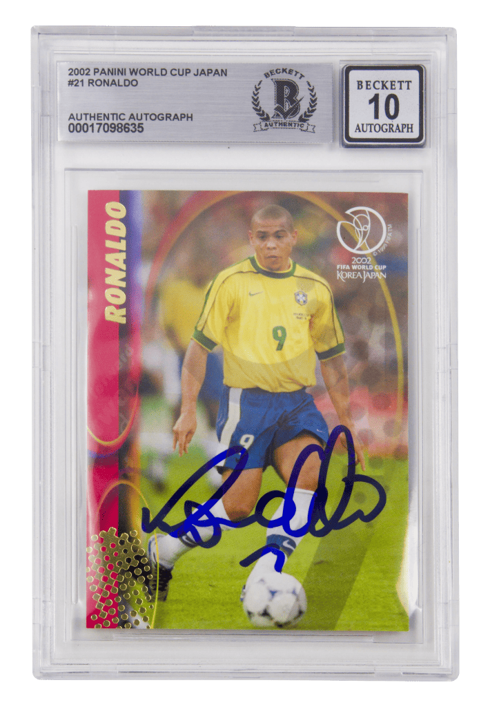 Ronaldo Nazario R9 Signed 2002 Panini World Cup Japan #21 – BGS 10 Autograph