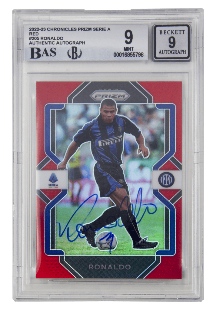 Ronaldo Nazario Signed 2022-23 Panini Prizm Serie A Red – BGS 9