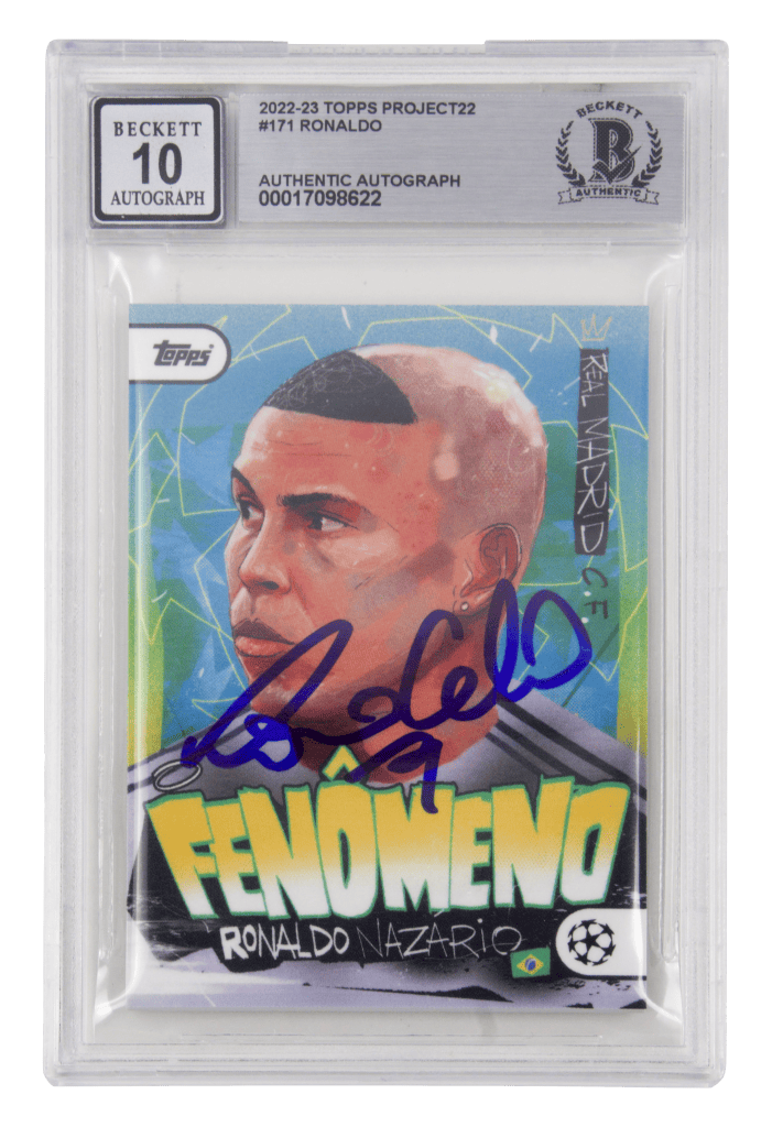 Ronaldo Nazario R9 Signed 2022-23 Topps PROJECT22 #171 – BGS 10 Autograph