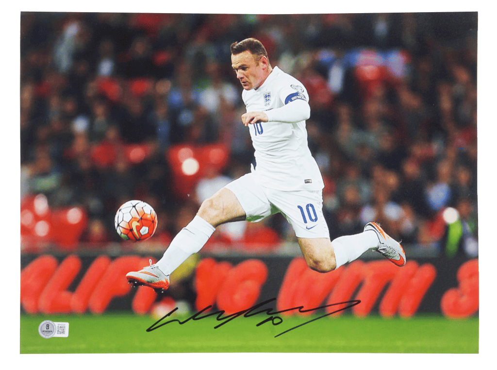 Wayne Rooney Signed England 16″ x 24″ Wall Art Print – Beckett COA