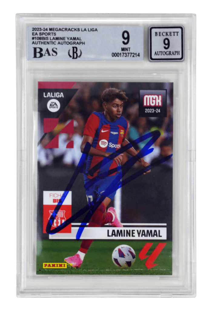 Lamine Yamal Signed 2023-24 Panini Megacracks LA LIGA #108BIS – BGS 9 AUTO 9