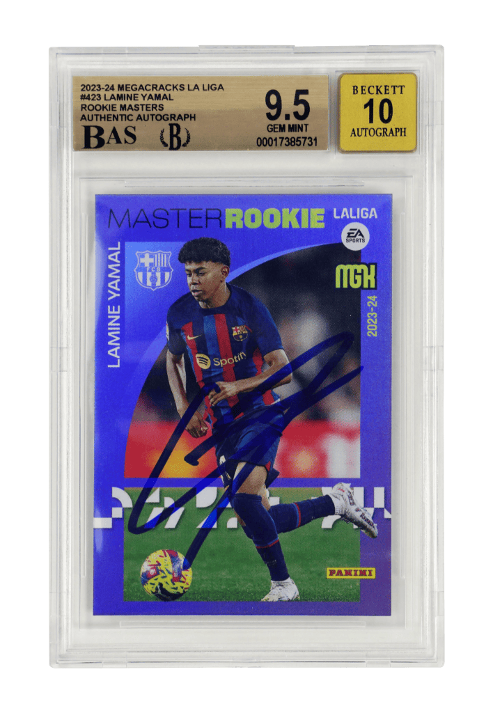 Lamine Yamal Signed 2023-24 Panini Megacracks Master Rookie #423 – BGS 9.5 AUTO 10