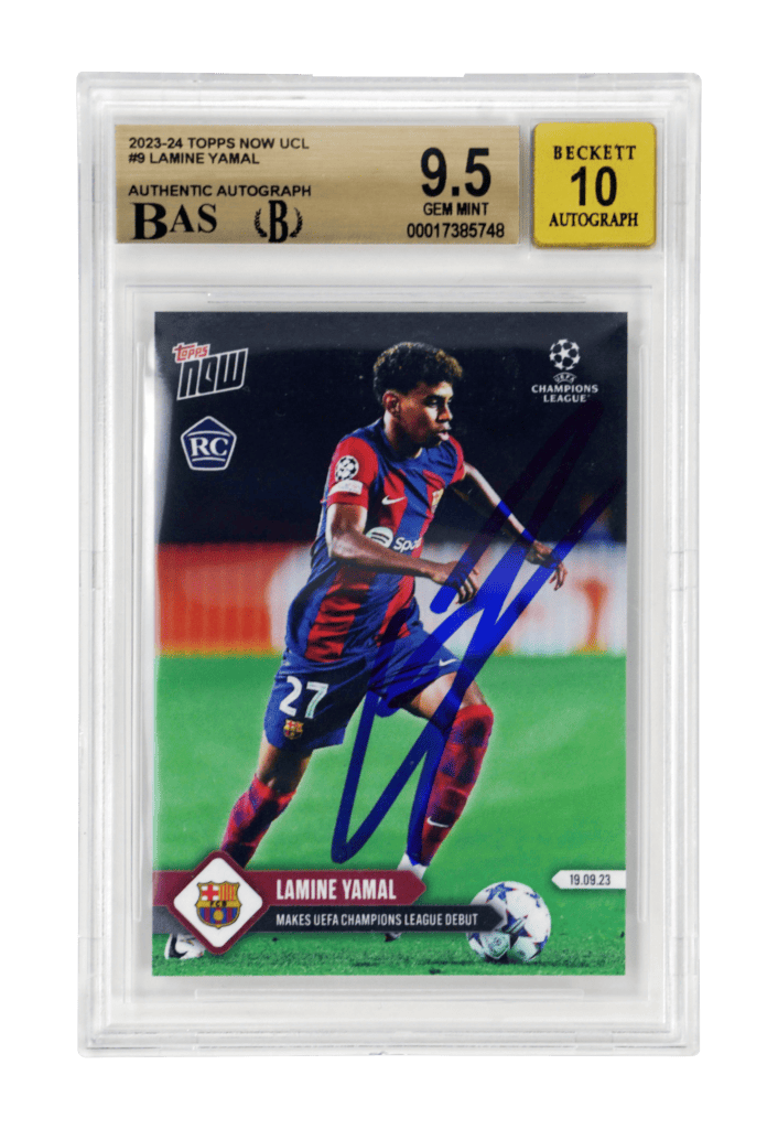 Lamine Yamal Signed 2023-24 Topps Now UCL #9 Rookie Card – BGS 9.5 AUTO 10