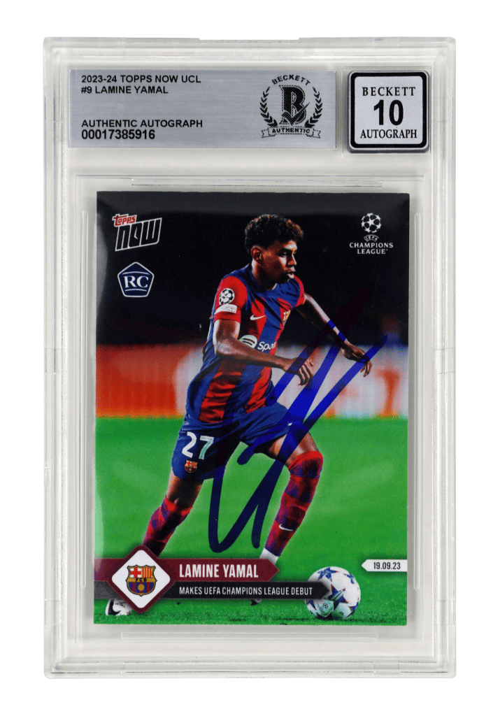 Lamine Yamal Signed 2023-24 Topps Now UCL #9 Rookie Card – BGS 10 AUTO