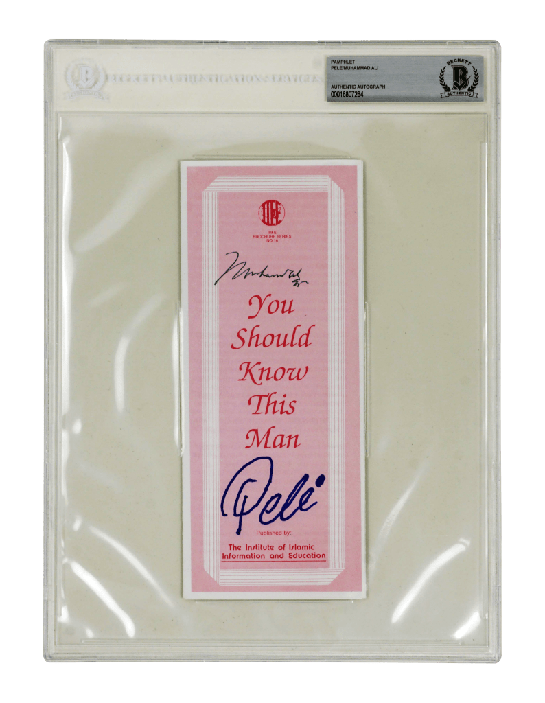 Pele & Muhammad Ali Signed Pamphlet – PSA AUTHENTIC