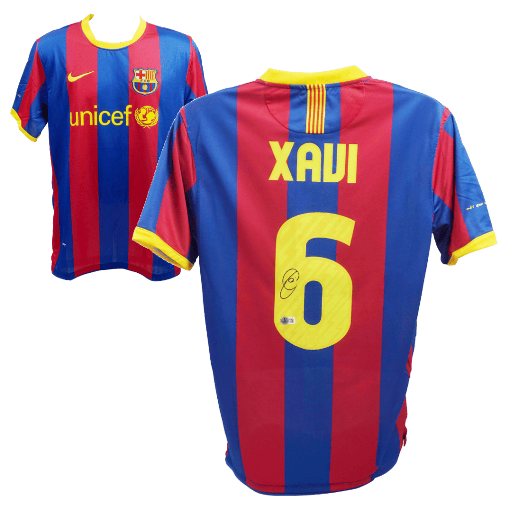 Xavi Hernandez Signed Barcelona Home Soccer Jersey #6 – BECKETT COA